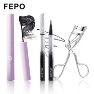 FEPO Eye Makeup Set Eyeliner+Waterproof Curl Thick Mascara+Eyelash Curler