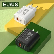 ZHAOX55PQ Phone Charger Adapter, USB A+C EU/US 65W GaN Charger Plug, Accessories PD Type C Fast Char