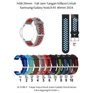 NSB 20mm Samsung Galaxy Watch FE 40mm 2024 - Sporty Silver Buckle Silicone Strap