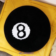 WELLNESSSPOT 8 Ball Carpet, Anti-slip Plush 8 Ball Rug, Creative Round Skin Friendly Black 8 Ball Ma