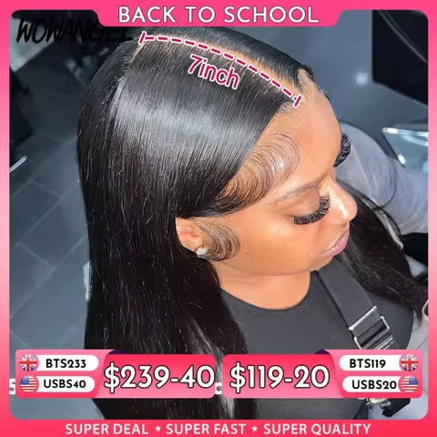 Wow Angel Glueless Wigs 5x5 HD Lace Closure Wigs Silk Straight Melt Skins Deep Part Ready to Go Huma