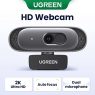 UGREEN HD Webcam 2K Ultra HD Dual Microphone Auto Focus Auto Light Correction for Streaming Conferen