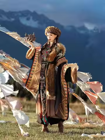 Travel Photography Series Tibetan Robe National Costume Ethnic Costume cosplay party Ethnic Tibetan 