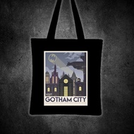 VISIT GOTHAM CITY (FANTASY VINTAGE TRAVEL) Printed tote bag canvas