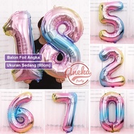 Jumbo Number Balloon RAINBOW 80 Cm / Large Number foil Balloon / color number balloon RAINBOW RAINBO