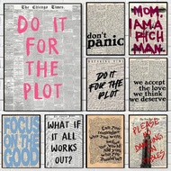 1pc Retro Newspaper Pink Popular Quote Whitepaper Poster Waterproof Paper Sticker Coffee House Bar A
