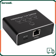 SERENDI Internet Splitter, 1 to 4 Ports USB Power Cable Ethernet Splitter, Plug and Play 1000Mbps Hi
