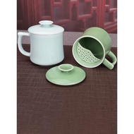 流轉千年青瓷半月牙茶漏馬克杯子陶瓷家用帶過濾茶水分離泡茶水杯
