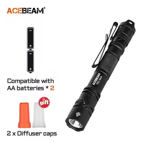 ACEBEAM TAC 2AA EDC Flashlight Rechargeable Wide Voltage(1.2-4.8V) LED Torch With Self Defense Strob