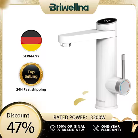 Briwellna Electric Water Heater 220V Basin Faucet Heated Water Tap 120° Swivel Spout Intelligent Wat