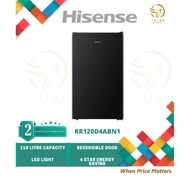 HISENSE 110L GLASS BLACK SINGLE DOOR FRIDGE REFRIGERATOR RR120D4ABN1