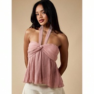 Pleated Bandeau Bustier Empire Waist Peplum Party Cocktail Evening Occasion Strapless Flutter Top