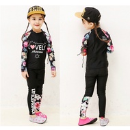 Korea long-sleeved trousers swimwear 2-piece swimsuit Kids baju renang kanak muslimah Baby Swimming 