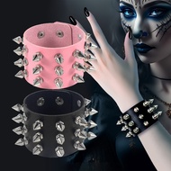 Punk Rock Bracelet 3 Rows Nails Bracelet Punk Spike Pyramid Vintage Leather Bracelet Gothic Bracelet
