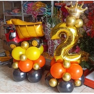 DIY standing number theme excavator 3-tier birthday balloon decoration set package