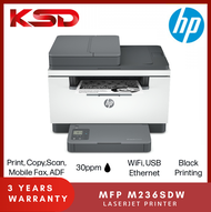 HP LASERJET MFP M236SDW PRINTER (PRINTSCANCOPYDUPLEX) / HP M0236SDW LASERJET PRINTER. (C/W ORIGINAL 