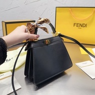 genuine box bag leather peekaboo handbag women's size  kit 20 Fen***di  with Fen***di  Fen***di 15cm