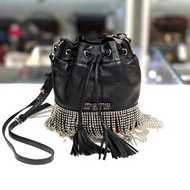 98%NEW二手MIU MIU水桶包 5BED14 黑色水晶羊皮 #香榭站正品