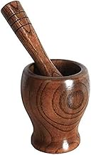 GIENEX Wood Pestle and Mortar Grinding Bowl Set Garlic Crush Pot Kitchen Tool