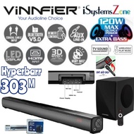 VINNFIER HYPERBAR 303M WIRELESS BLUETOOTH SOUND BARR & BASS SUB WOOFER 3D