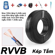 RVVB 20 mét 10 mét Dây lõi đôi màu đen Dây lõi điện đa sợi 2.5 4 mm vuông Dây điện gia đình mở rộng