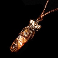 【琥珀系列】高品質緬甸琥珀原礦 珊瑚石 金屬編織 銅線纏繞套鍊