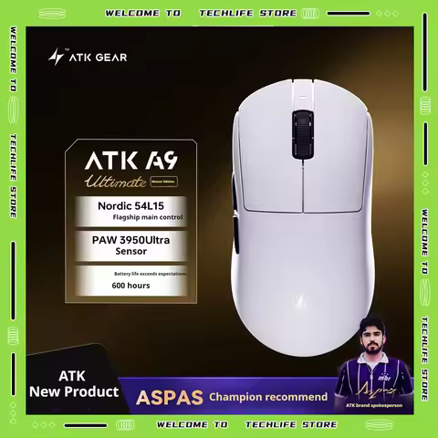 ATK Dragonfly A9 Ultimate Master Ultra Tri Mode Wireless Gaming Mouse 8K Polling PAW3950 Lightweight