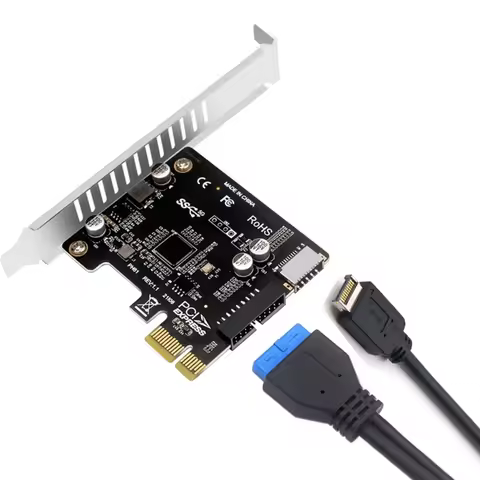 Type-E A-Key & 19 Pin Header PCIe Expansion Card USB 3.0 Front Panel Adapter 5Gbps PCI Express x1 Co