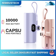Capsule Mini Portable PowerBank 10000mAh with Cable Type-C / iP Mini Emergency Charge Flight Safe Po
