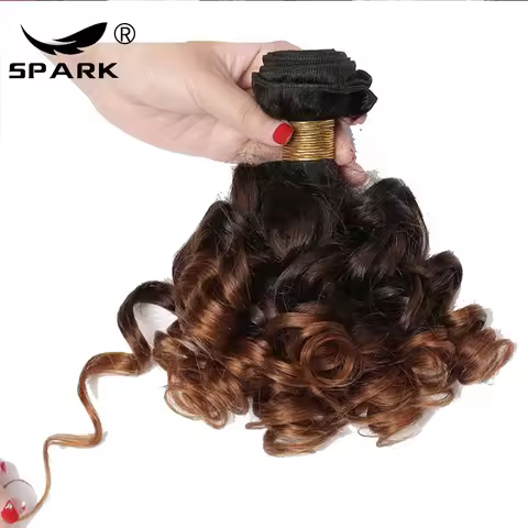 Ombre Bundles Brazilian 1b/4/30 Human Hair Bouncy Curly Bundles Short Curly Human Hair Wave 3 Bundle