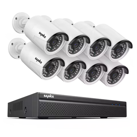 SANNCE 5MP 8MP POE Security Camera System H264+ 8CH NVR 4/6/8 PCS 2.8mm Night vision camera IP66 Wea