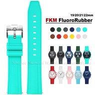 Premium FKM Fluororubber Watch Band 19mm 20mm 21mm 22mm Quick Release Replacement Watch Strap Soft W
