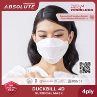 Masker Duckbill 4D 4 Ply Medis Antivirus - Absolute ( 2 pcs / sachet ) - White