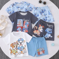 Baby Boys 6 Packs Cute Lion King Asymmetrical Placement Print Short Sleeve T-Shirt & Shorts Set, Sui