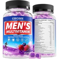 Men’s Methylated Multivitamin Gummies: Chewable Multivitamins Mens Gummy with Omega Probiotic Magnes