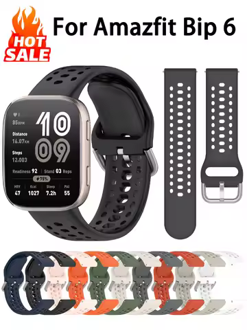 Silicone Strap For Amazfit Bip 6 Sport Smart Watch Breathable Intelligent 22MM Bracelet Correa Amazf