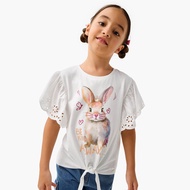 Babyshop Lee Cooper Bunny Print T-shirt with Front Knot Detail