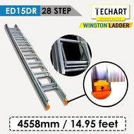 Original WINSTON ED15DR 28 Rungs Premium Aluminium Double Pole Ladder with Sirim