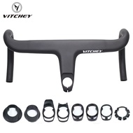Vitchey Handlebar T1000 Integrated dropbar Carbon Handlebar 28.6mm Internal Routing Black Matte Bike
