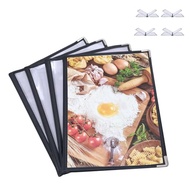 4PCS Menu Covers, Menu Covers 8.5X11Inch, Menu Holder 4 Page 8 View, Restaurant Menu Covers for A4 S