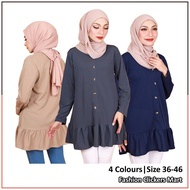 FC Mart - Long Sleeve Blouse / Blouse Muslimah Labuh / Button Blouse / Blause Lengan Panjang / Baju Perempuan Style