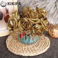 KIKIFA Foam Roses with Glitter Powder 10pcs 6cm Blue Roses Artificial Flowers