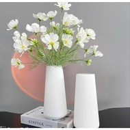 Straight striped plastic flower vase C531-1,2,3 imitation ceramic Nordic style for desk and office d