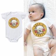 DERMSPE Summer New Style Girls Boys Rompers Short Sleeve Guns N Roses Newborn Clothes Jumpsuit Printed White Hot 1QBO