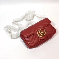 Gucci Marmont supermini 476433 GG 鏈條包 古馳真皮 紅色