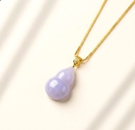 紫羅蘭翡翠葫蘆項鍊 18K金墜頭 | 天然緬甸玉翡翠A貨 | 送禮