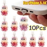 Cartoon Jellyfish Phone Dust Plug Charms Acrylic Dustproof Plugs Pendant for IPhone 5-14 Charging Po
