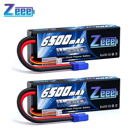 Zeee 2S 6500mAh Lipo Battery 7.4V 120C Hardcase with EC5 Plug for RC Car Truck Tank Truggy Boat Vehi