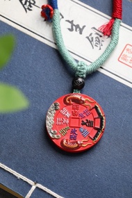 天然原礦硃砂精品紅砂彩繪山鬼花錢吊墜  硃砂含量高達95%以上