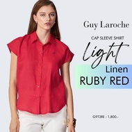 Guy Laroche เสื้อเชิ๊ตผู้หญิง ไลท์ ลินิน แขนล้ำ สีแดง (G9T3RE)